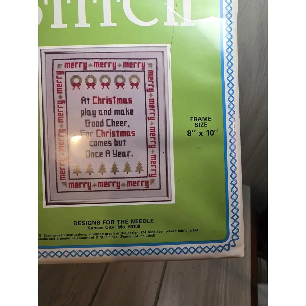 Vintage Counted Cross Stitch Kit Christmas Comes But Once A Year Crafting NIP